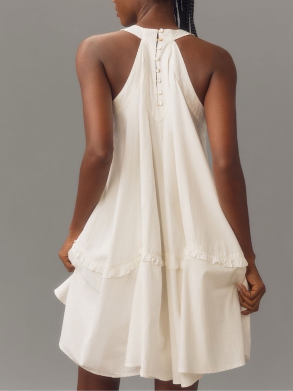 By Anthropologie V-Neck Swing Tunic Dress White Small - Picture 5 of 12